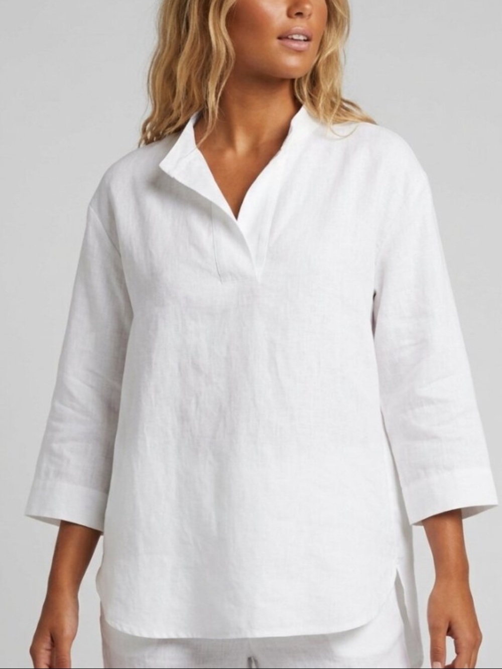 The Sleep Shirt White Linen Slip On Shirt Size Medium 8490